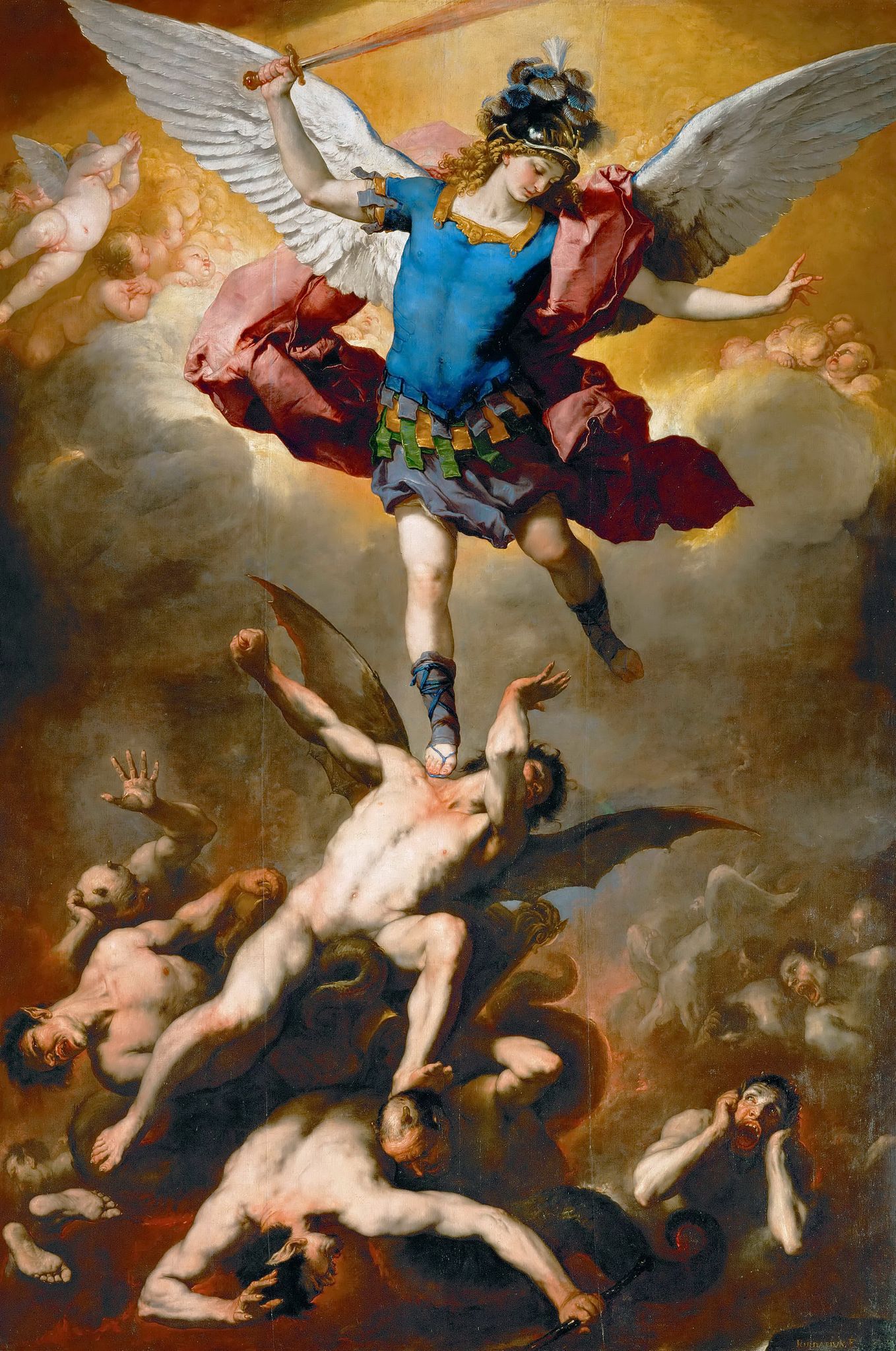 L’arcangelo Michele precipita negli abissi gli angeli ribelli, Luca Giordano